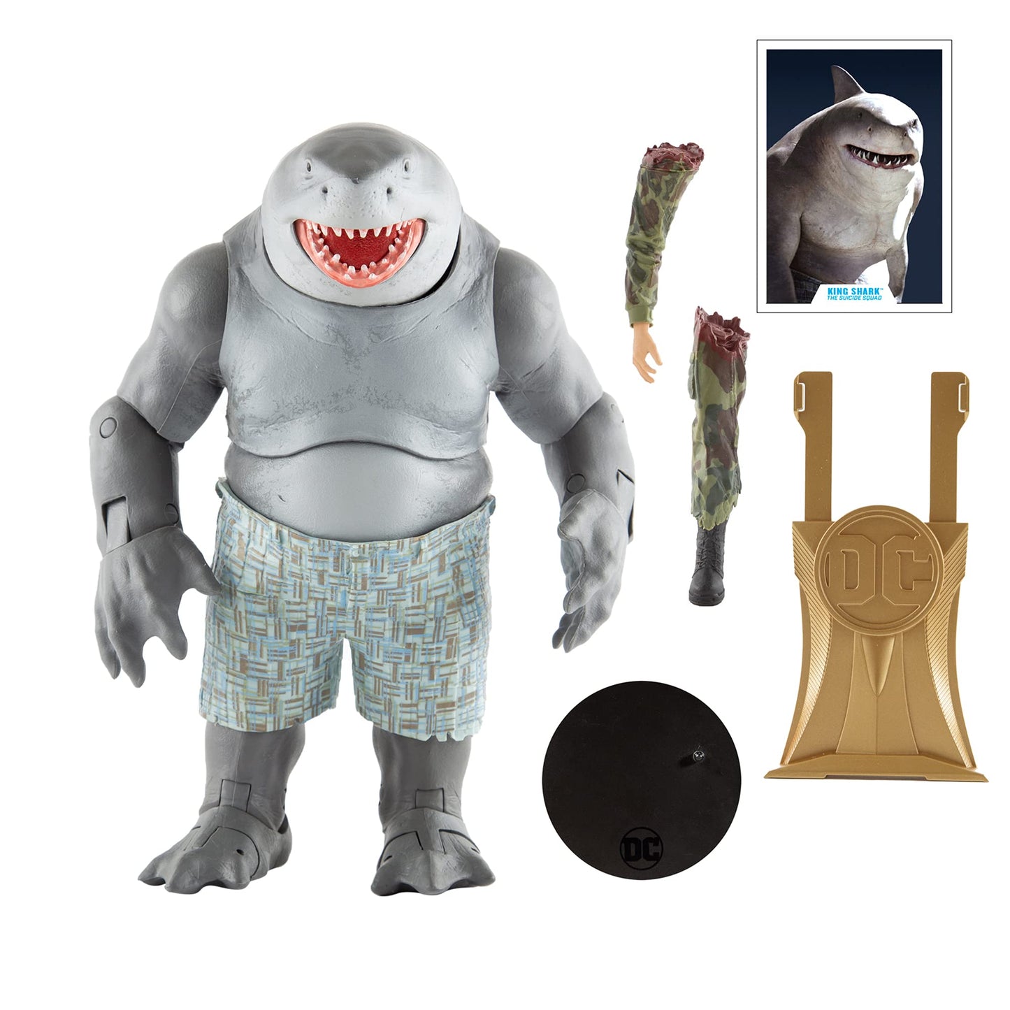 McFarlane 15088-9 Toys DC Suicide Squad Movie-Megafig-King Shark (Gold Label), Multicolour, 12 years +