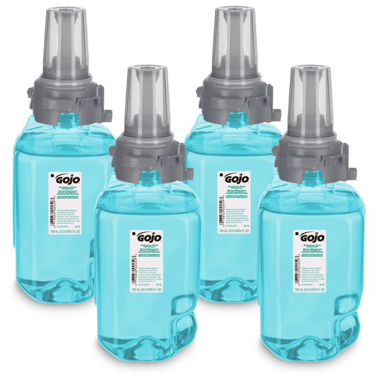 GOJO Botanical Foam Handwash Botanical Fragrance, 700 mL Hand Soap Refill ADX-7 Push-Style Dispenser (Pack of 4) - 8716-04