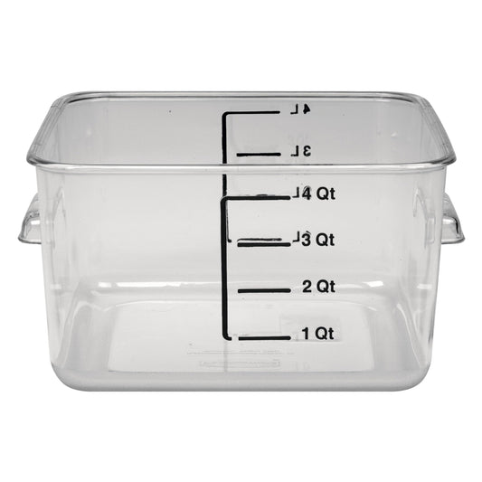 Rubbermaid Commercial Products, Space Saving Square Food Storage Container, 4 Quart, Clear, for Kitchen/Sous Vide/Meal Prep
