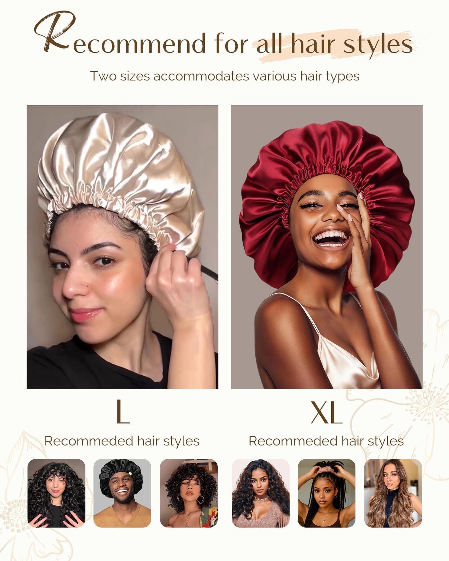 YANIBEST Satin Bonnet for Sleeping, Hair Bonnets for Women and Men, Double Layer Ajustable Silky Bonnet for Curly Braids Hair Beauty and Personal Care YANIBEST