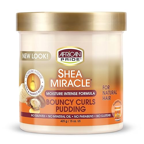 African Pride Shea Butter Miracle Moisture Intense Bouncy Curls Pudding 15 oz (Pack of 7)