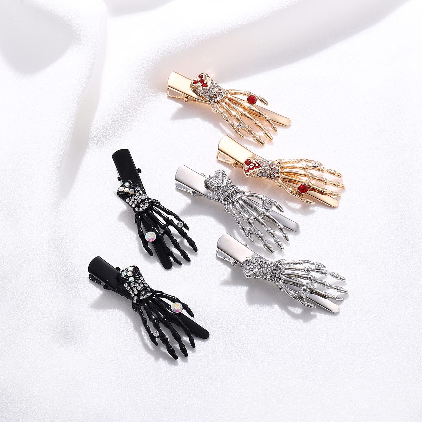 Halloween Hair Clips for Women Cute Candy Duckbill Hairpins Gothic Skeleton Hand Clips Halloween Hair Accessory for Costume Party Holiday Gift (Style
