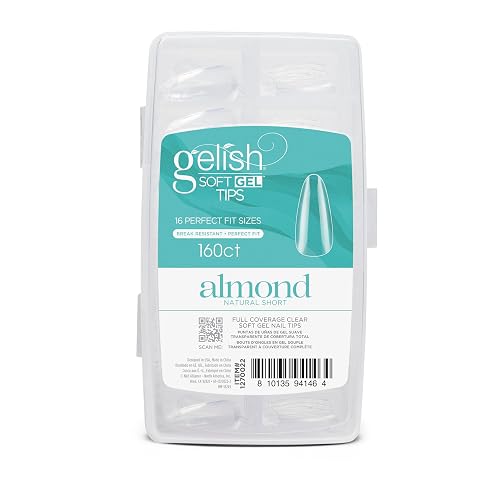 Gelish Soft Gel™ Tips Press on Nails Extension - Short Almond Natural, 160 Count Beauty & Personal Care Gelish