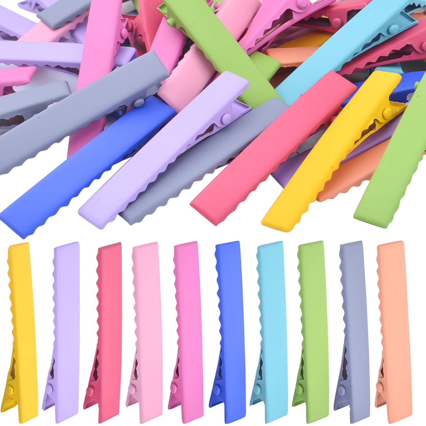 50pcs 10 Colors Alligator Hair Clips Metal Duck Bill Hairclips Single Prong Non-slip Hair Barrette Sectioning Hairpins for Women Salon Styling DIY