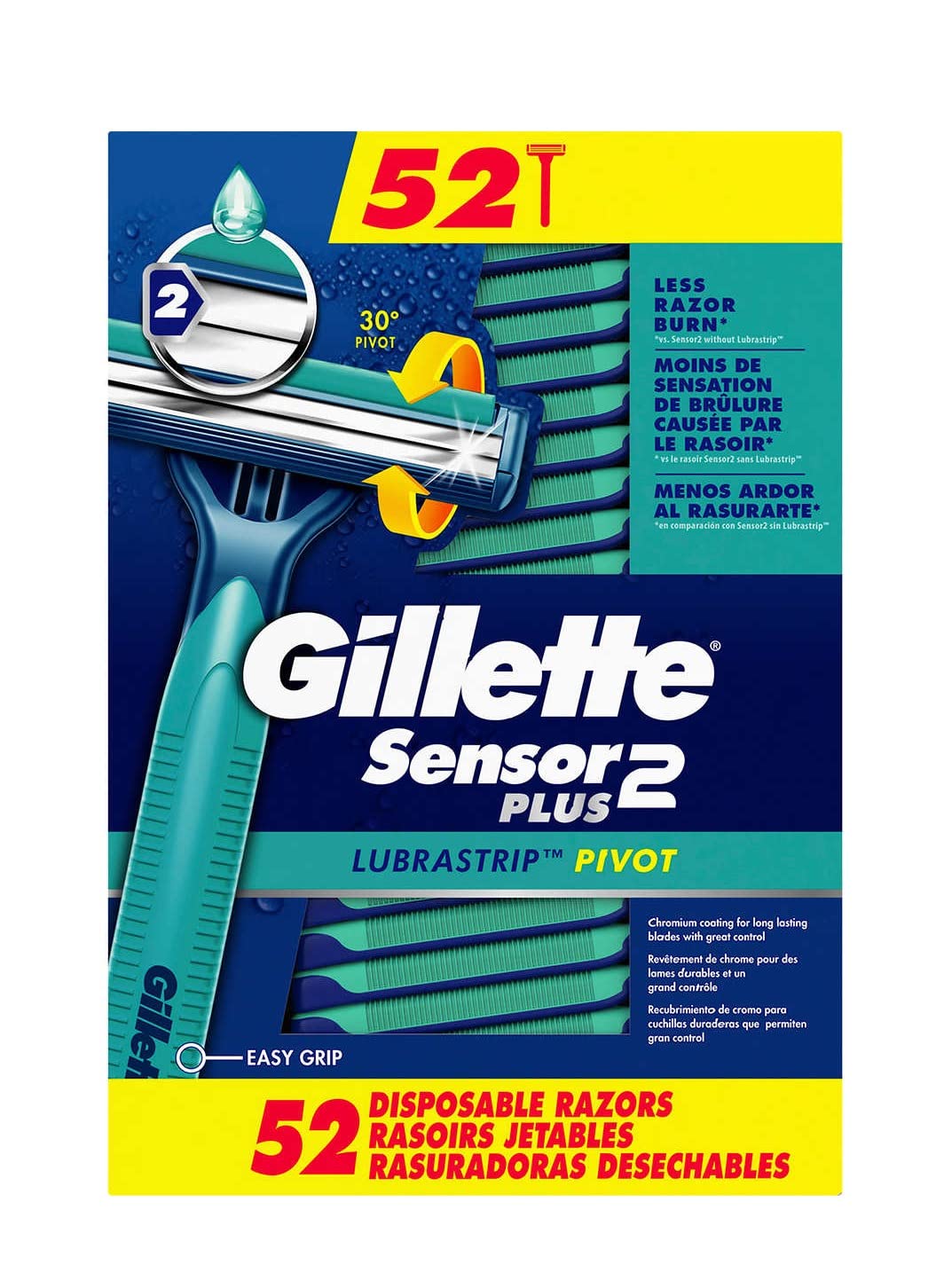 Gillette Sensor2 Plus Disposable Razor (52 Pack) Beauty and Personal Care Gillette