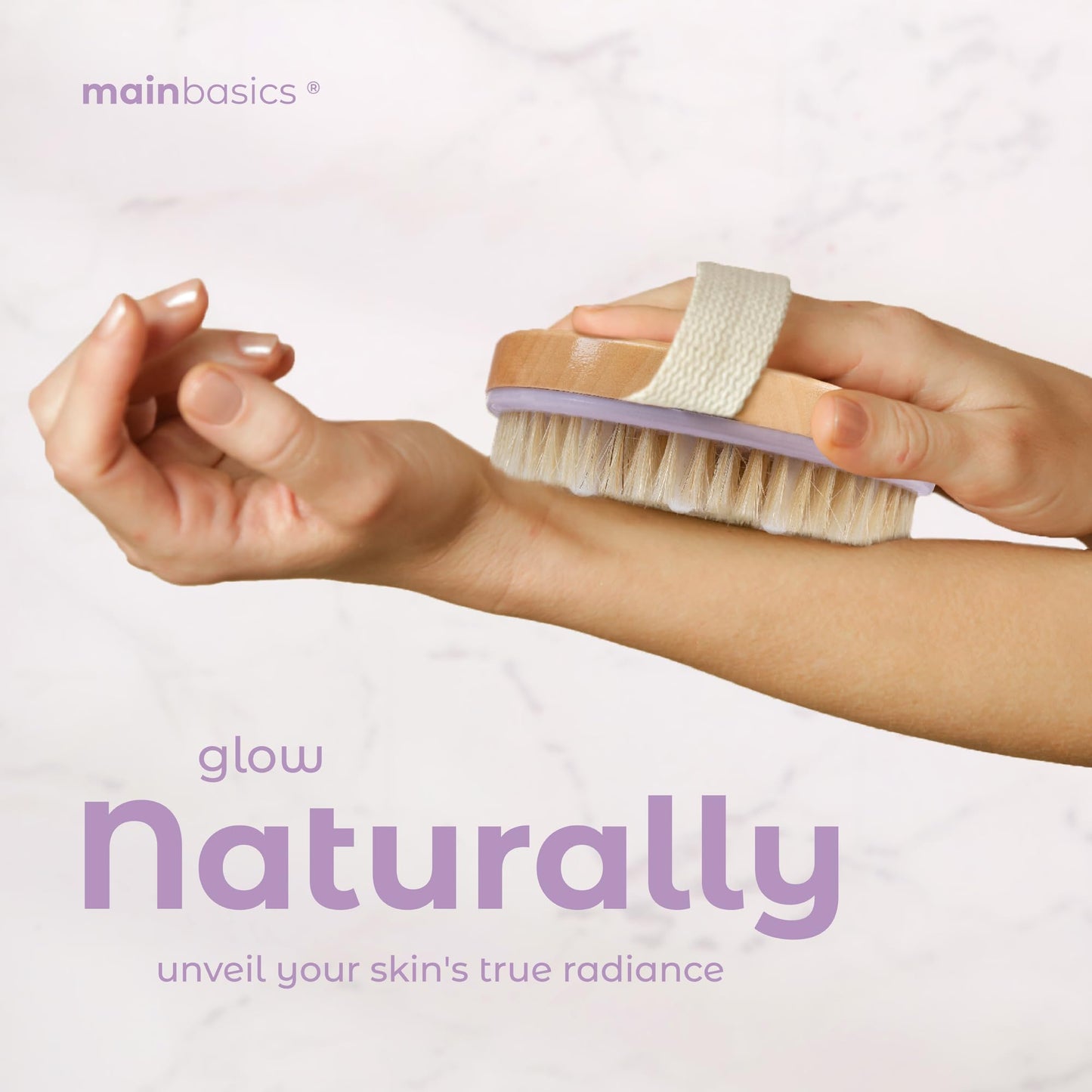 MainBasics Dry Brushing Body Brush for Lymphatic Drainage, Dry Skin, Cellulite, Blood Circulation with Exfoliating Natural Bristles and Massage Nodes Beauty and Personal Care MainBasics