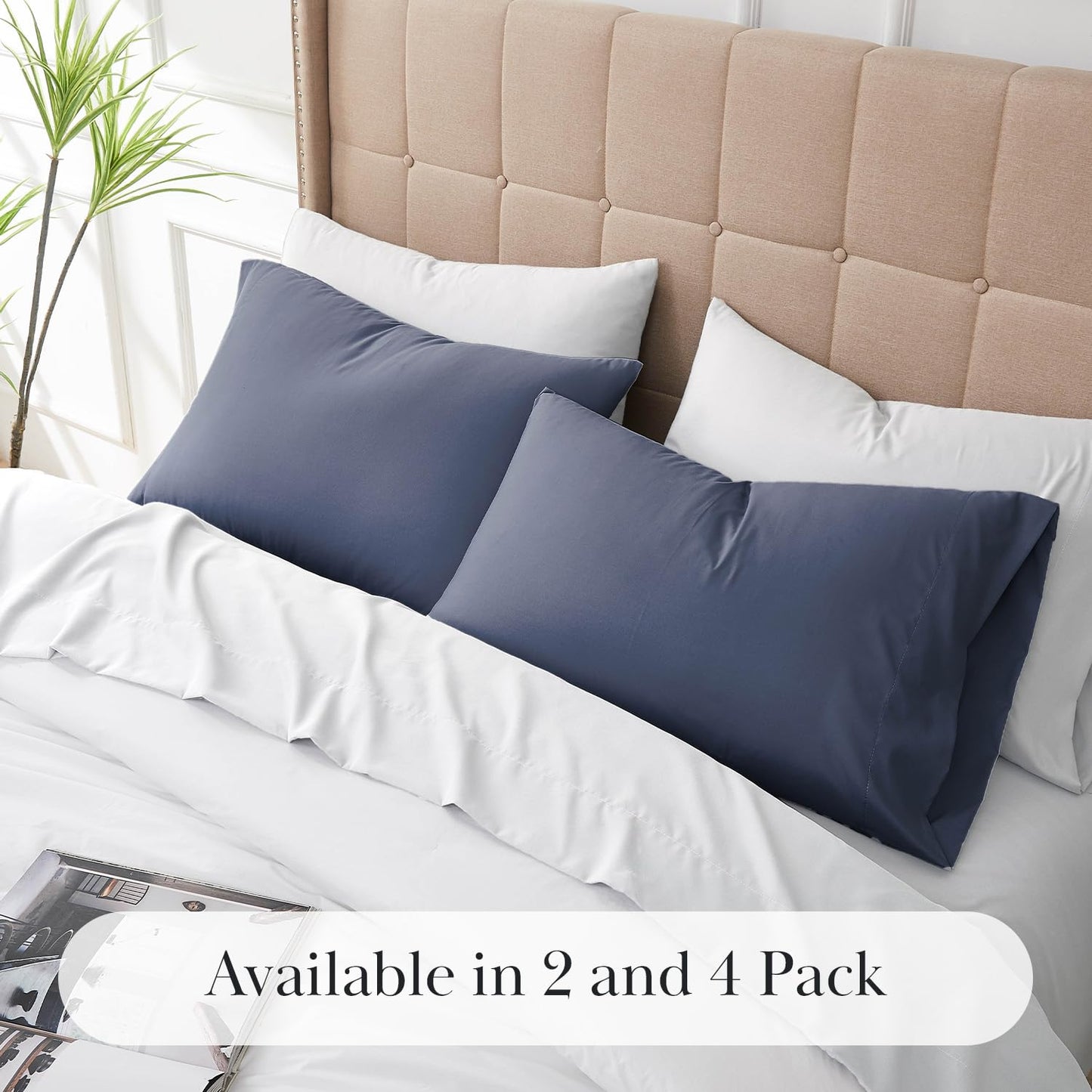 Southshore Fine Living, Inc. Pillow Cases Standard Size Set of 2, Fits Full, Twin, Queen Pillows, Luxurious, Ultra-Soft Microfiber Hotel Quality Queen