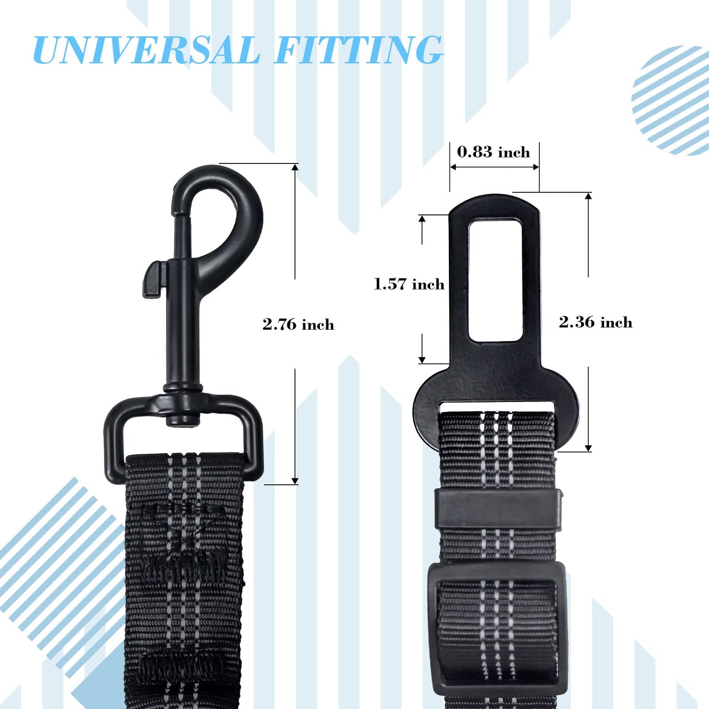 2 Pack Adjustable Dog Seat Belts – Nylon Pet Safety Car Harness with Elastic Bungee, Reflective & Durable Design for Vehicle Travel