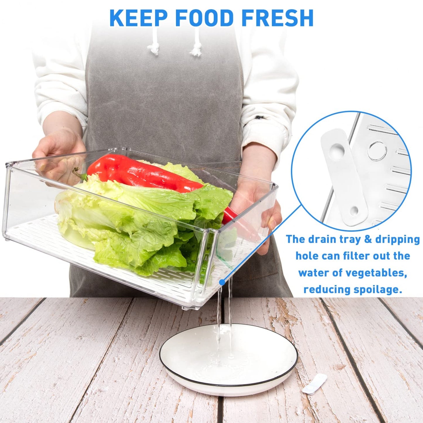 Pomeat 10 Pack Fridge Organizer, Stackable Refrigerator Bins with Lids, BPA-Free Produce Fruit Storage Containers for Fridge, Clear for Food, Drinks…