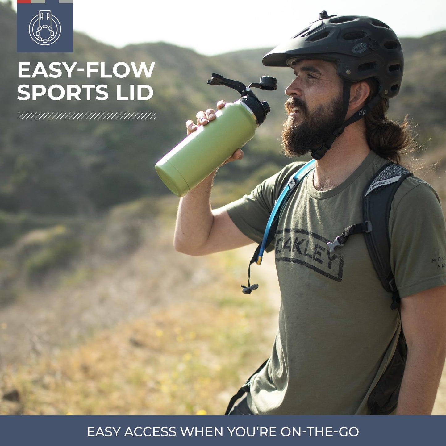 ORCA Hydra 34oz | Insulated, Stainless Steel Water Bottle with Powder Coat Finish & Silicone Grip Whale Tale Handle, Dishwasher Safe Sports Bottle