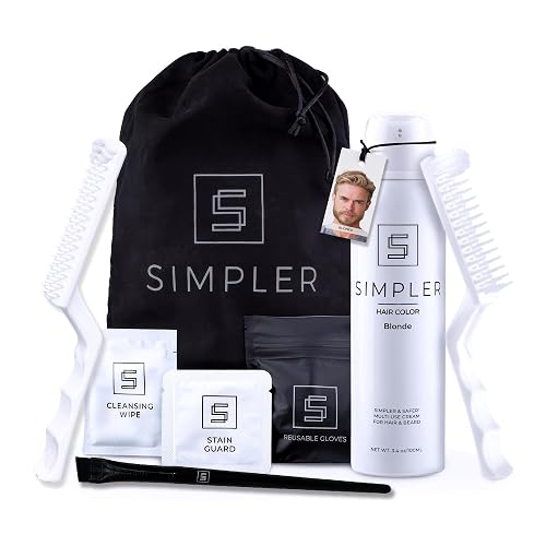 Simpler Hair Color Blond Mustache and Beard Upgraded Brush Kit with 3 Brushes Included for Precision Application - Gentle Beard Coloring for Gray Hair