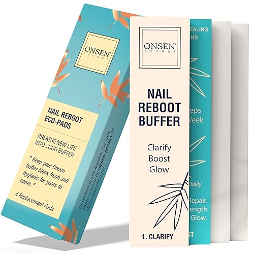 Onsen Secret Nail Buffer Block Replacement Pads - 3 Way Buffing Block Smooth Shine Natural Nail Buffing w/ 3 Sides Coarse, Soft, Silky, Buffer