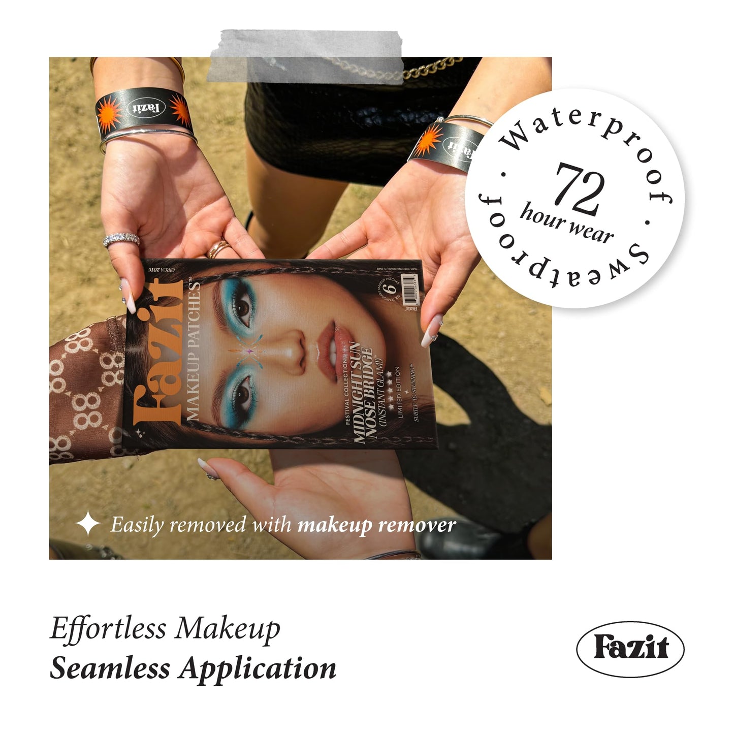Fazit Makeup Patches - Midnight Sun Nose Bridge - Glow Up Make-Up Patches - Cute Glitter Makeup Accessories for Women - Cosmetic Glitter for Face