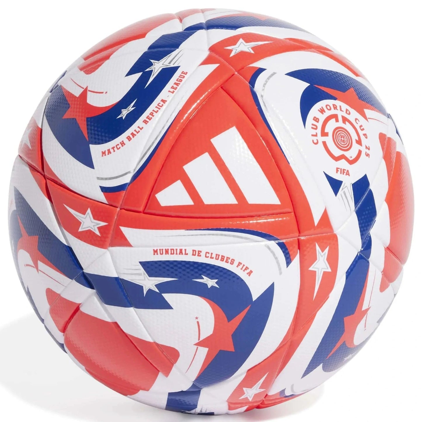 Adidas Unisex-Adult FIFA Club World Cup League Soccer Ball, White/Lucid Red/Power Blue/Silver Metallic, 5