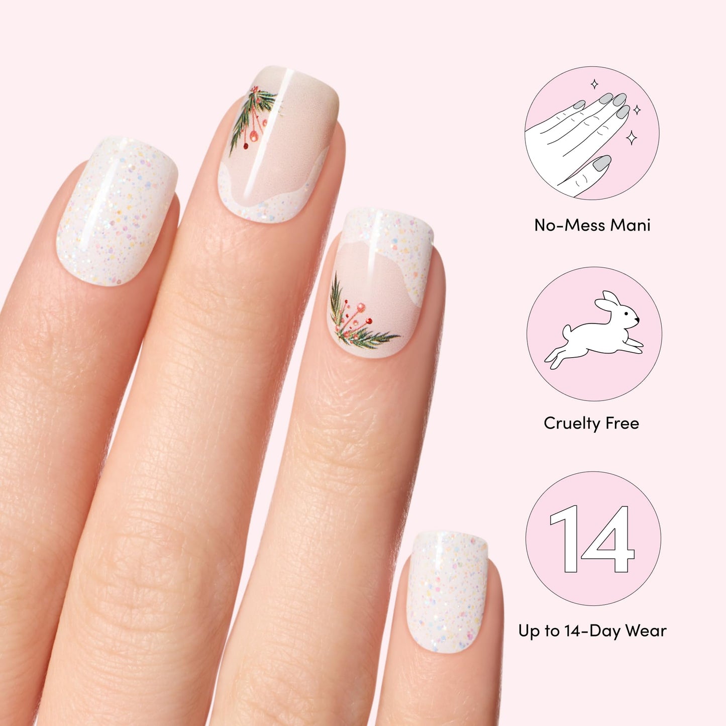 Dashing Diva Glaze Nail Strip Set - Garland Frost - Long Lasting, Chip Resistant, Semi-Cured Gel Nail Strips - Gel Set - 4-Piece Manicure Kit with 32 Beauty & Personal Care Dashing Diva