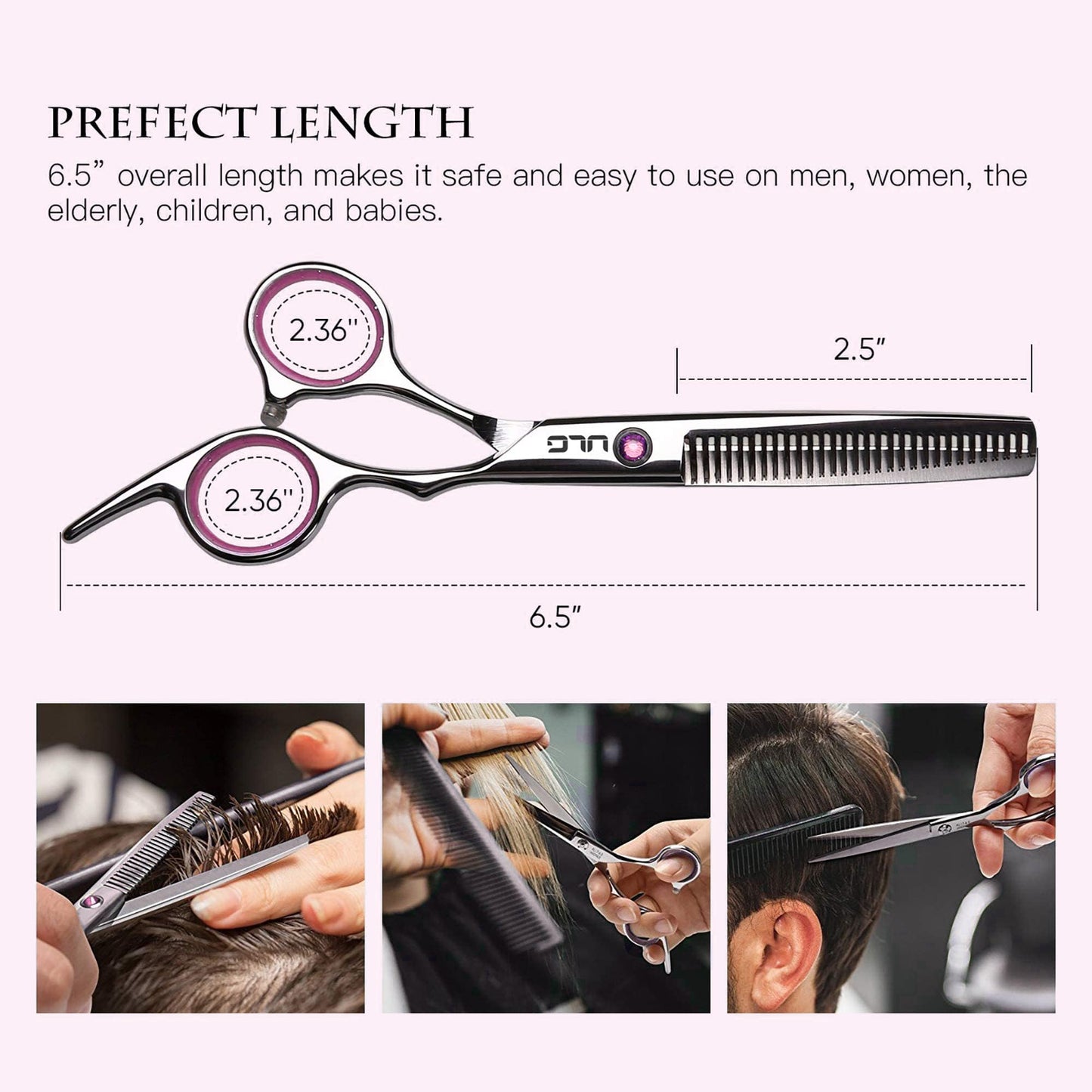 ULG Hair Cutting Scissors Thinning Shears Kit, Professional Barber Hairdressing Salon Razor Edge Scissor, Japanese Stainless Steel 6.5 inch - Classic Beauty and Personal Care ULG
