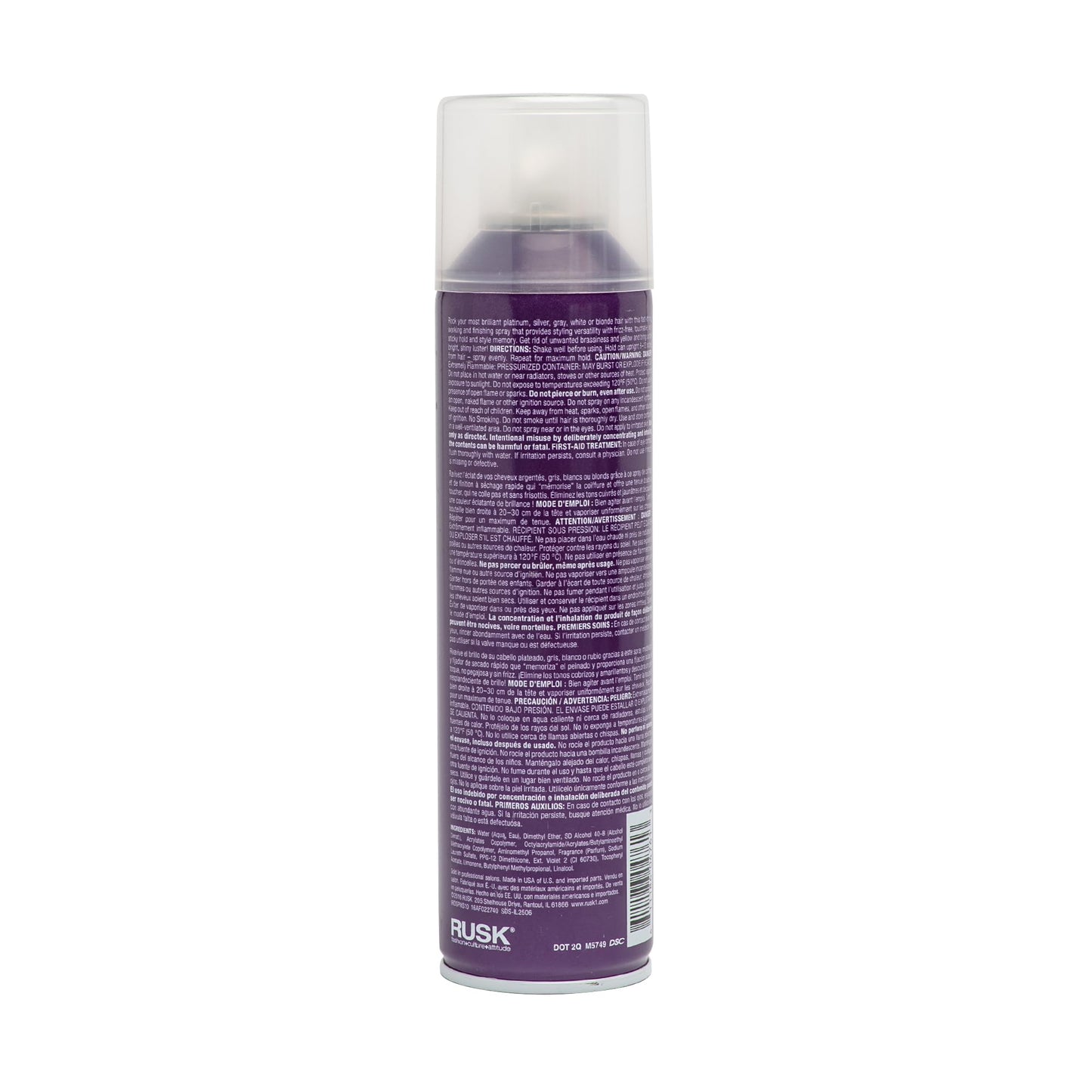 RUSK Deepshine PlatinumX Hairspray, Fast-Drying Finishing Spray, All-Day Humidity Resistance Provides Strong Hold, Shape, and Body for a Shiny Look