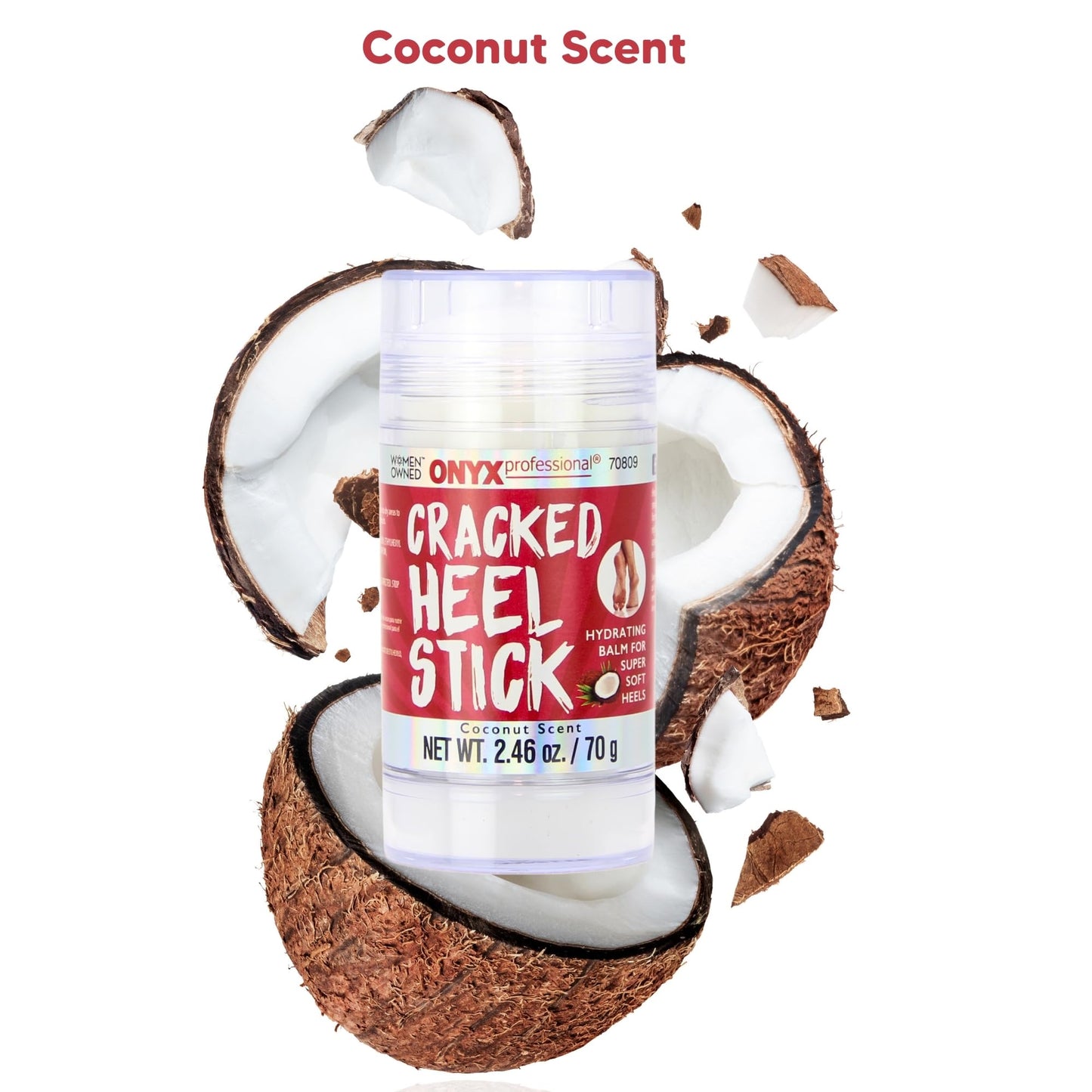 Onyx Professional Cracked Heel Repair Balm Stick for Dry Cracked Feet Treatment, Coconut Scent, 1 pack - Moisturizing Foot Balm, Rolls On, No Mess