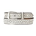 ARIAT Women's Southwest Stud Accented Leather Belt, White, Small