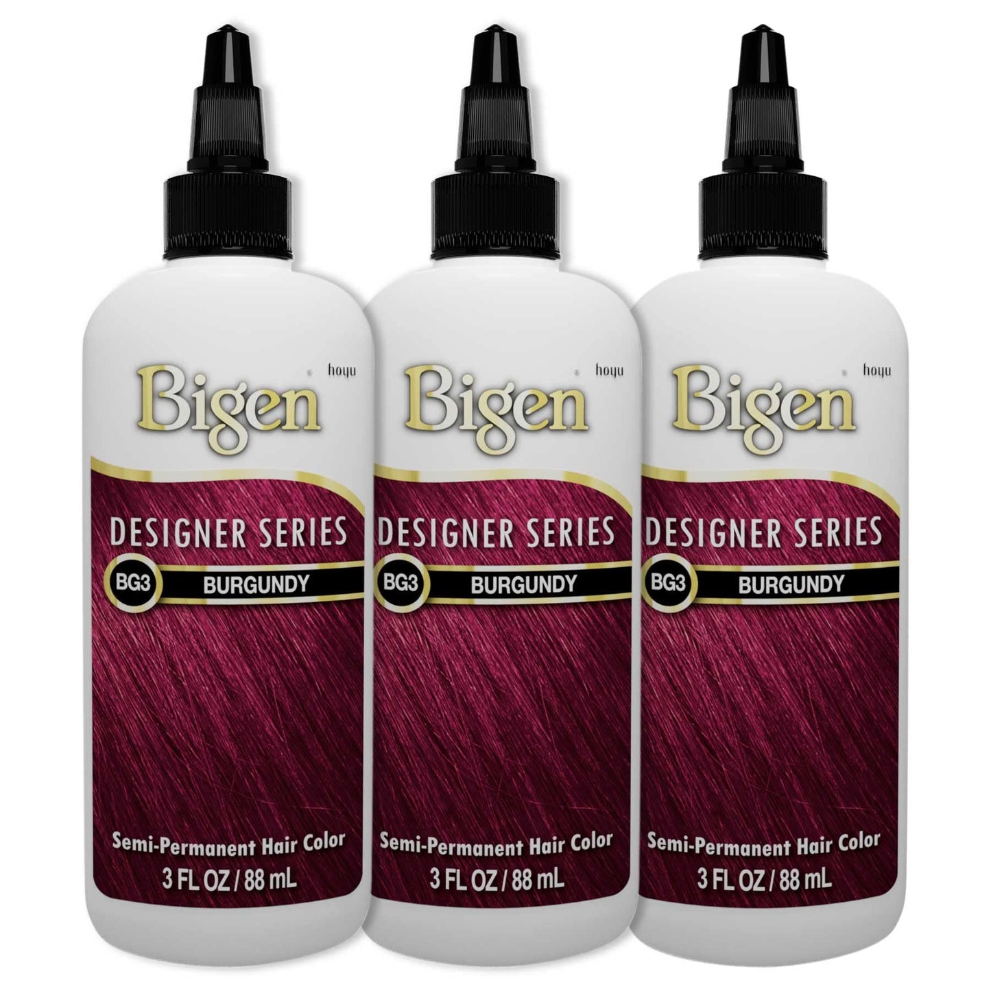Bigen Semi-Permanent Haircolor #Bg3 Burgundy 3 Ounce (88ml) (3 Pack)