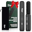 Beard Straightener for Men, Portable Cordless Heated Hair & Beard Straightening Brush with Anti-Scald & Ionic Technology, 3 Temperature Setting Comb