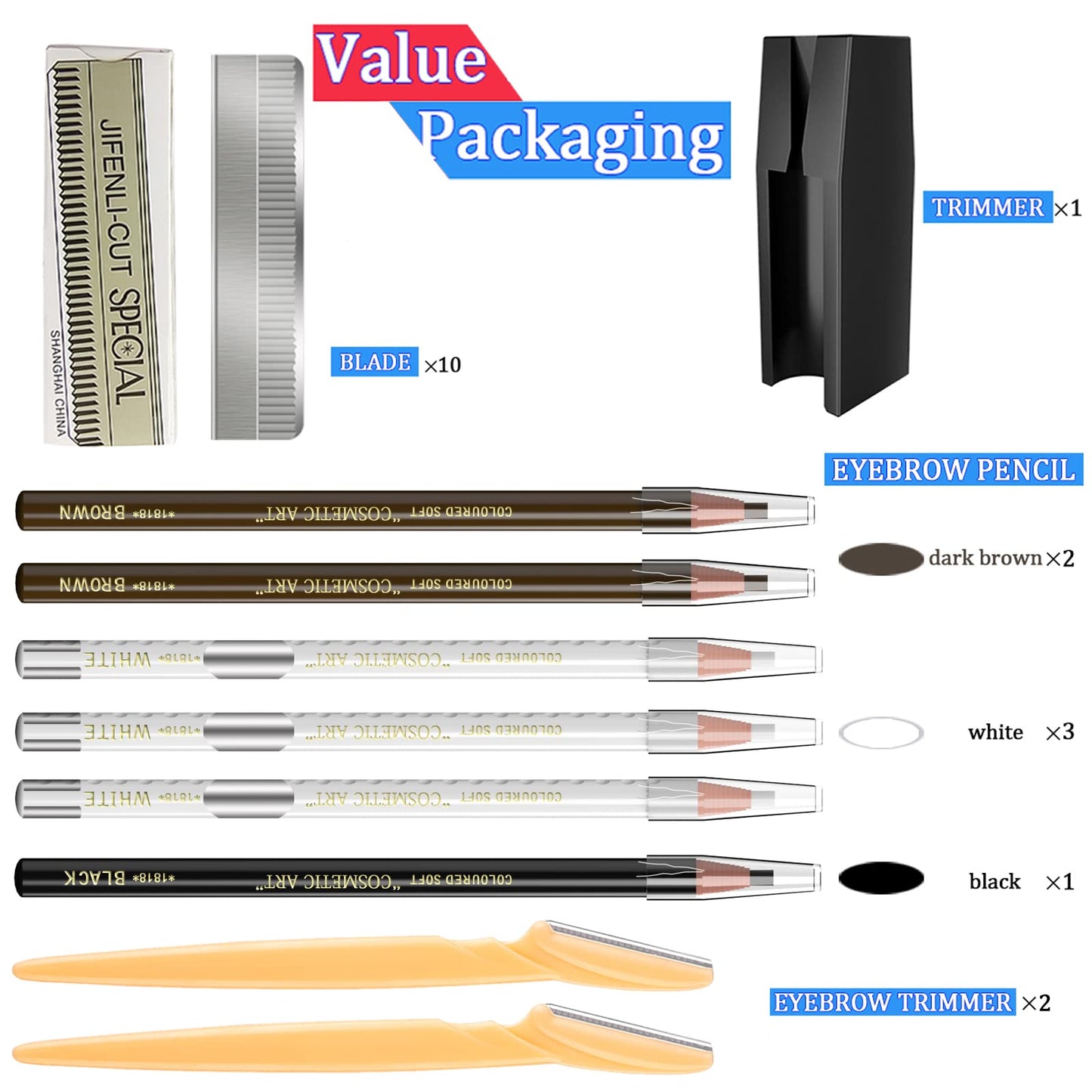 Waterproof Eyebrow Pencils Brow Pencil Set For Marking, Filling And Outlining, Tattoo Makeup And Microblading Supplies Kit-Permanent Eye Brow Liners