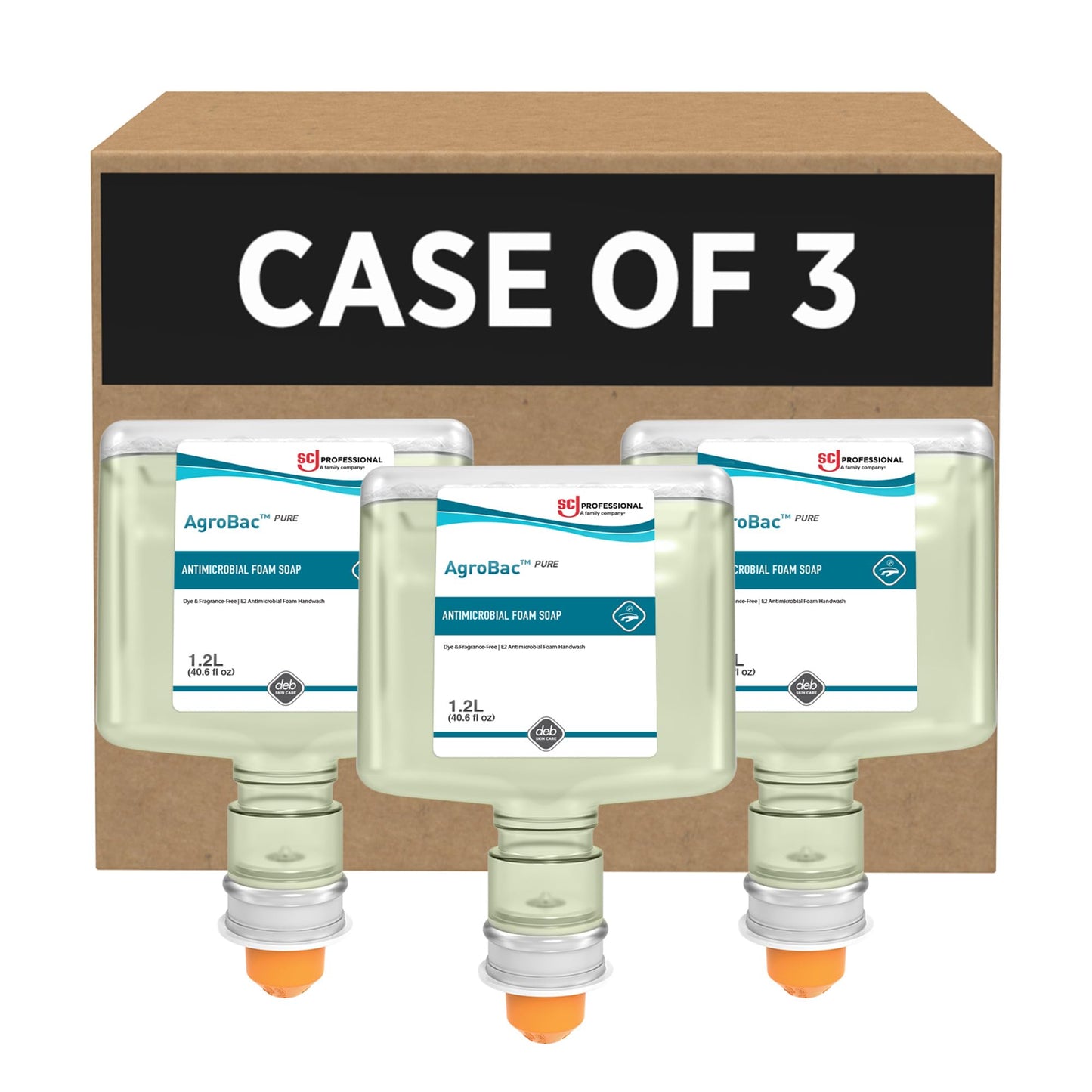 AGROBAC PURE FOAM ANTRIBAC HAND WASH 1.2 LITER TOUCH FREE, 3 PACK