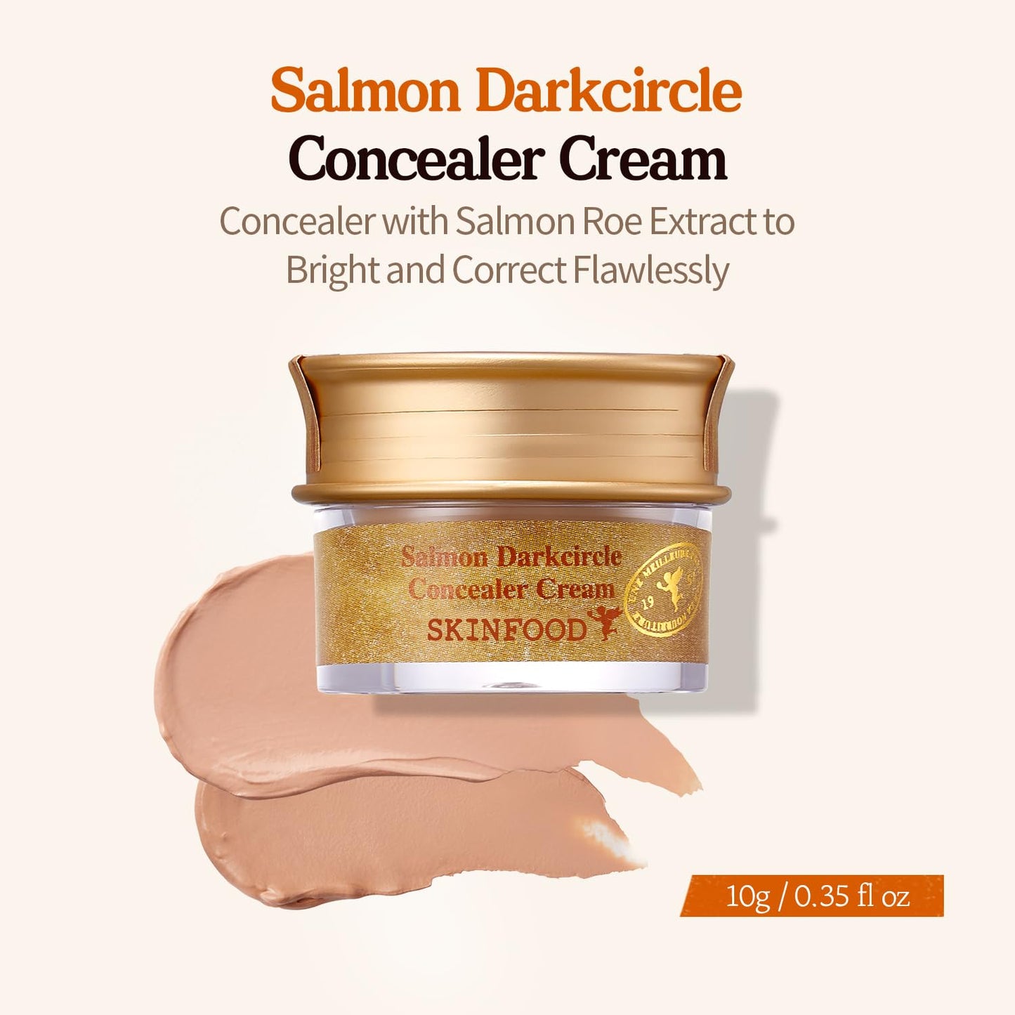 SKINFOOD s Salmon Dark Circle Concealer Cream - Under Eye Concealer for Dark Spots and Wrinkles - Full Coverage - Stocking Stuffer - 0.35 Oz/10 g