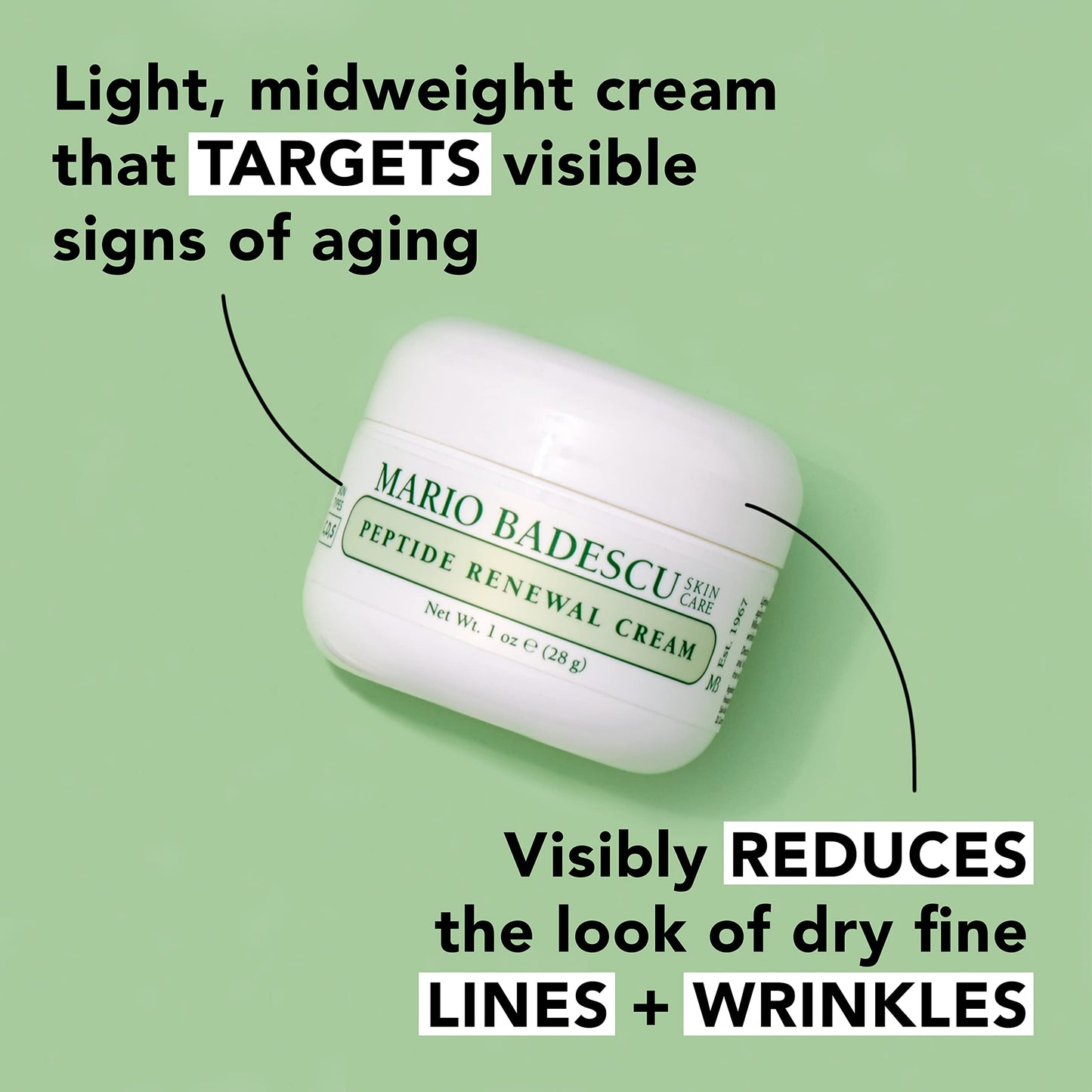 Mario Badescu Peptide Renewal Cream for Combination, Dry and Sensitive Skin | Anti-aging Face Cream Formulated with Palmitoyl Tripeptide-1 & Sodium