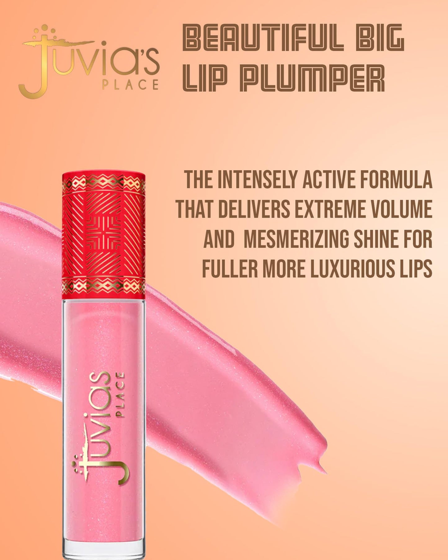 Juvia's Place Beautiful Big Lip Plumper - Ring The Alarm | Stunning Pink Shimmer Gloss for Full, Defined Lips | Plumping, Hydrating & High-Shine