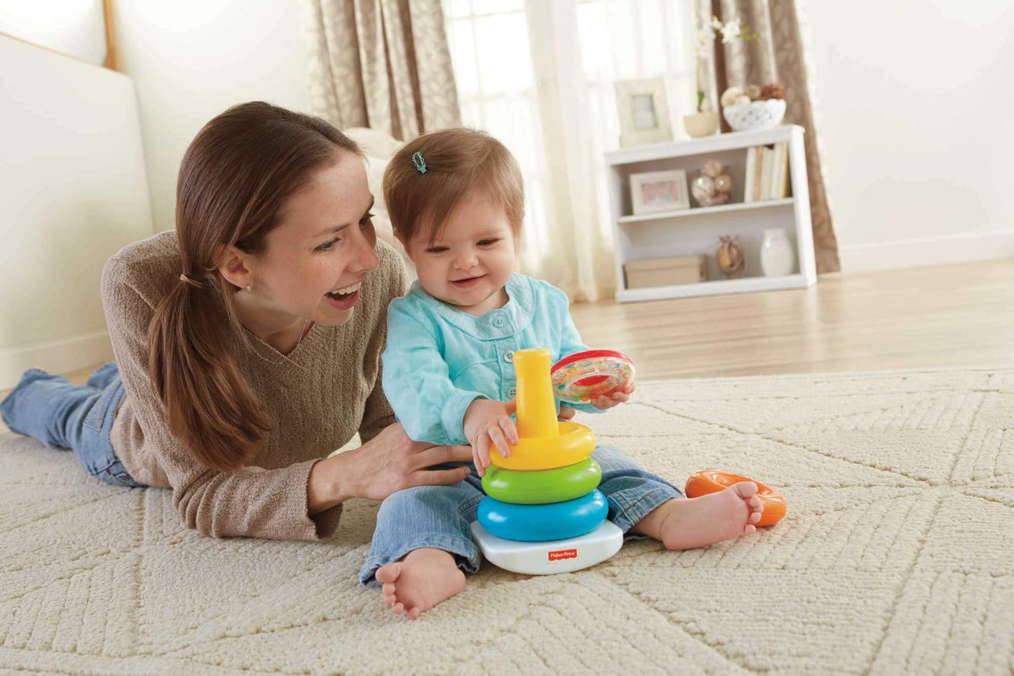 Fisher-Price Infant Toy Set, Baby’s First Blocks (10 Shapes) and Rock-a-Stack Ring Stacking Activity for Ages 6+ Months (Amazon Exclusive)