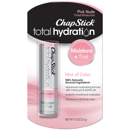 ChapStick Total Hydration Moisture + Tint Pink Nude Tinted Lip Balm Tube, Tinted Moisturizer - 0.12 Oz Beauty and Personal Care ChapStick