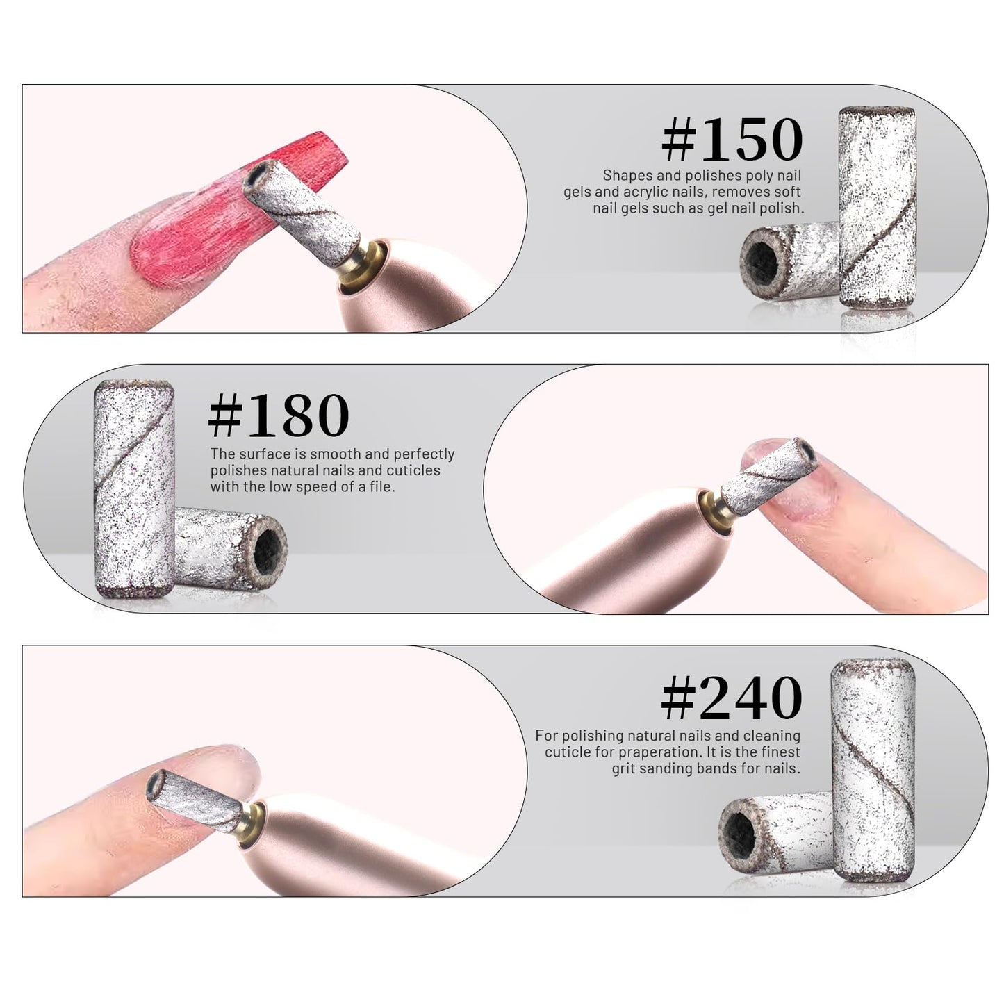 BLESWIN 500pcs Small Sanding Bands for Nail Drill Bit, 240 Fine Grit with 2pcs 3mm Drill Bits, Mini Grit Sanding Bands with Polishing Natural Nails Beauty and Personal Care BLESWIN