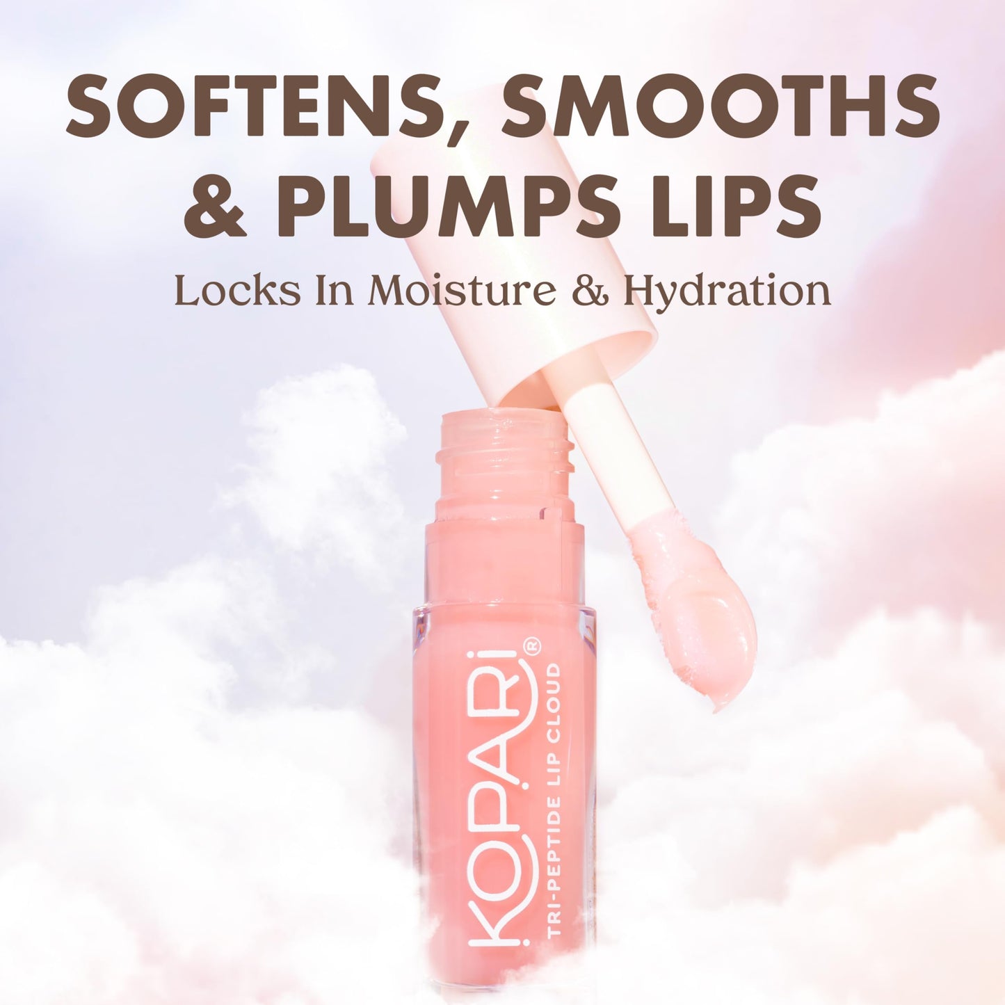 Kopari Tri-Peptide Lip Cloud, Infused with Ceramides & Hyaluronic Acid, Visibly Softens, Smooths, and Plumps Lips, Locks in Moisture & Hydration