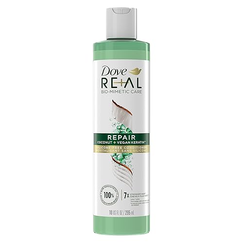 Dove RE+AL Bio-Mimetic Care Conditioner For Damaged Hair Repair Coconut + Vegan Keratin Silicone-Free Conditioner 10oz