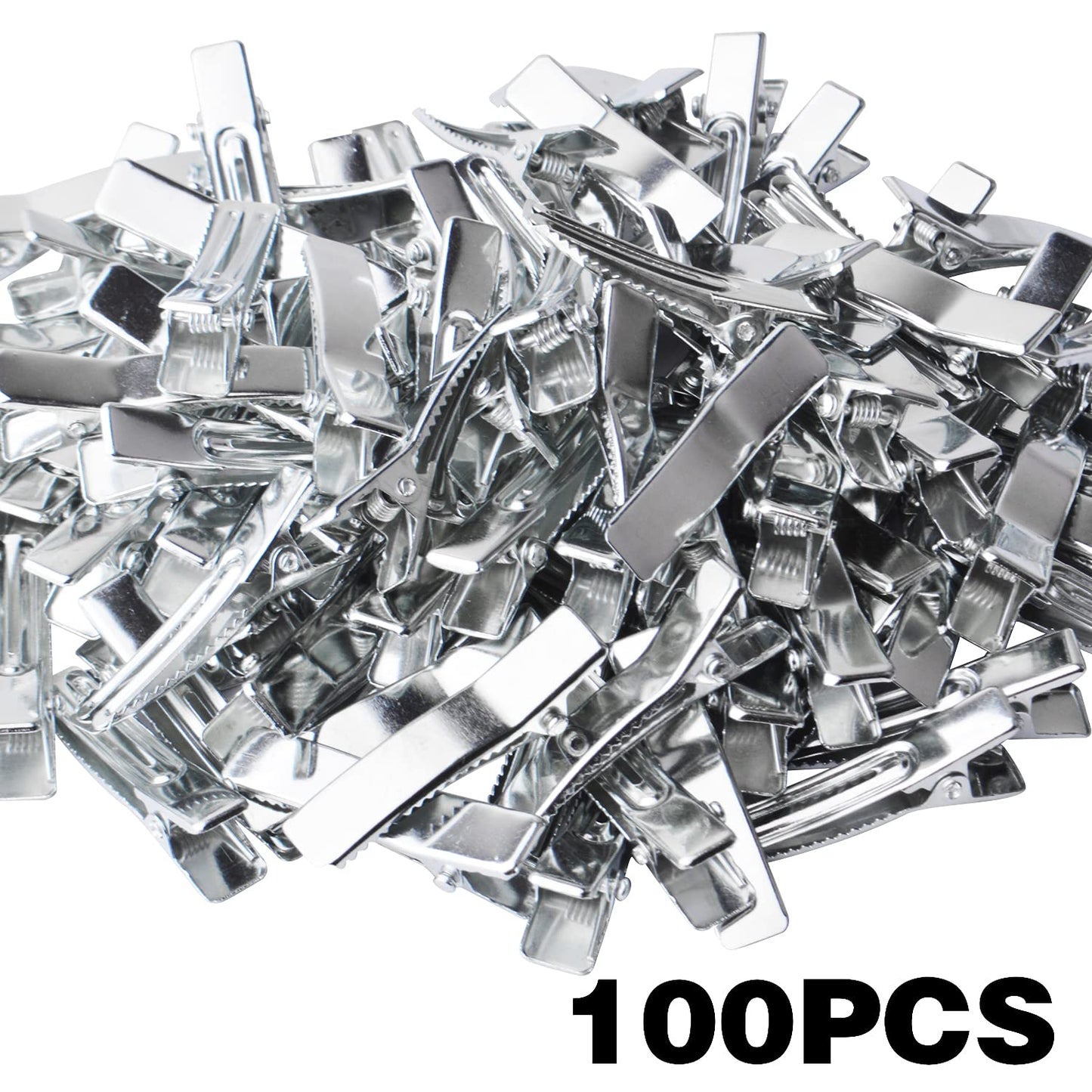 Alligator Hair Clips,100pcs Silver Hair Bow Clips Metal Duckbill Hairpins Hair Clip for Women and Girls Hair Styling Tool DIY Accessories,3.5cm