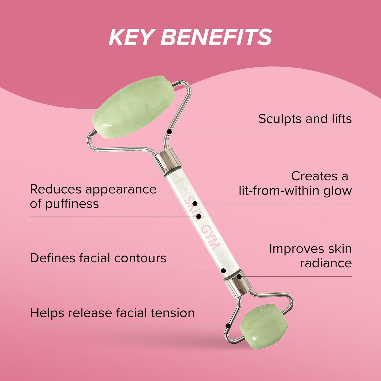 Skin Gym Face Roller for Enhancing Radiance and Relaxing Tension, Face Massager Skin Care Beauty Tool, Rejuvenate Skin, Sculpt, Lift and Define, Jade