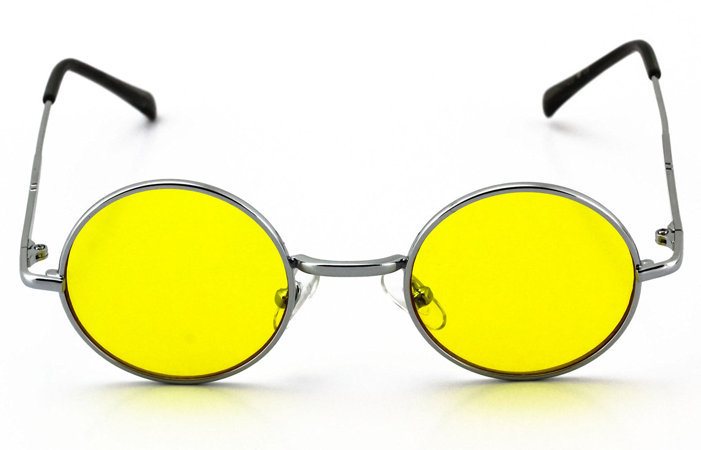 Lennon Hipster Fashion Sunglasses Small Metal Round Circle Elton Style (Yellow)