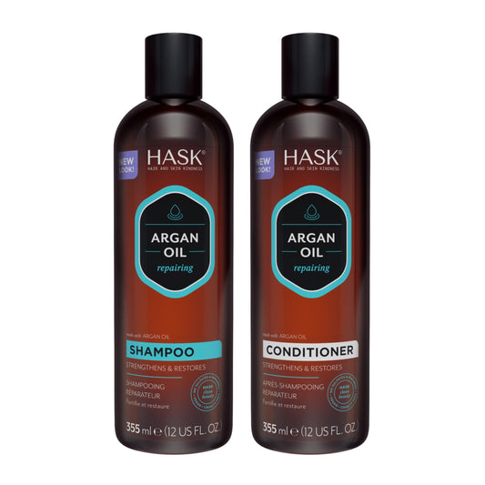 HASK Argan Oil Repairing Shampoo + Conditioner Set | Color Safe, Sulfate-Free, Paraben-Free, Gluten-Free, Cruelty-Free, For All Hair Types | 12oz each Beauty & Personal Care HASK