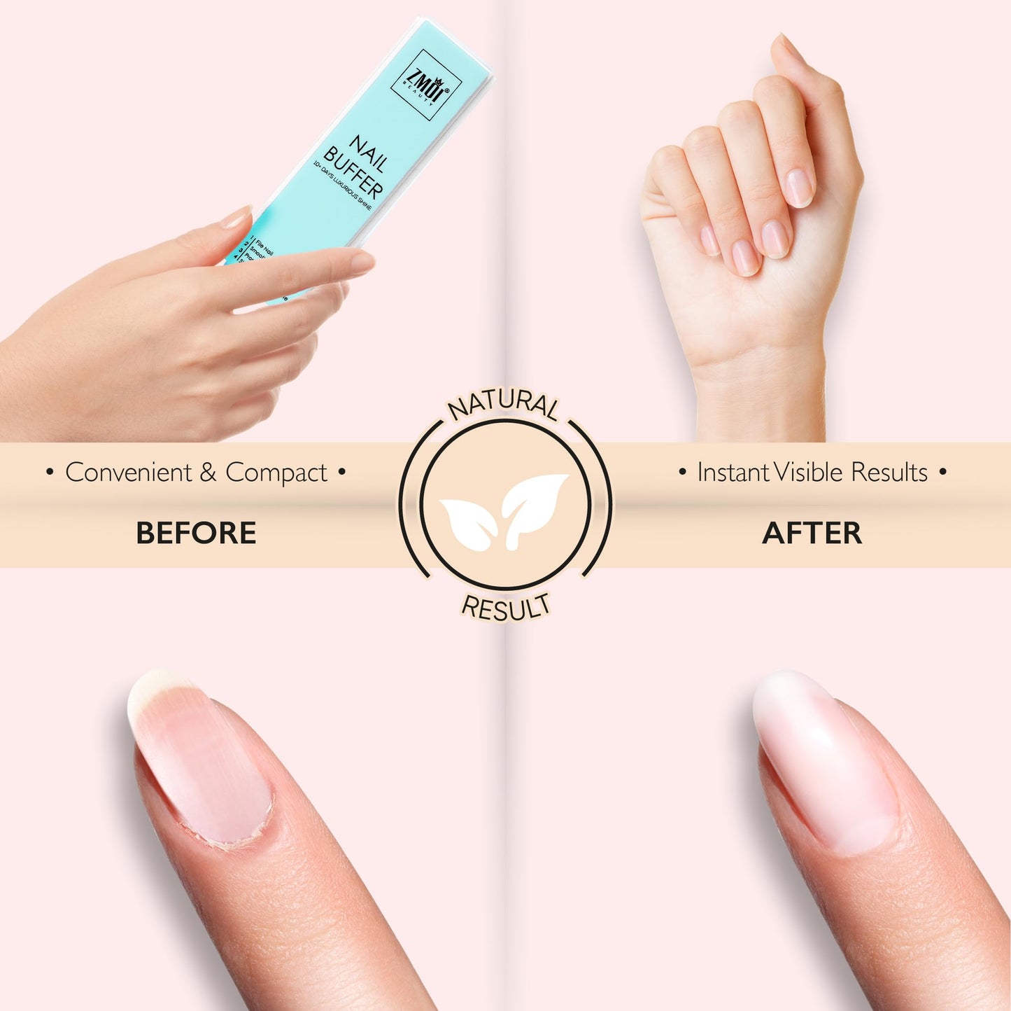 ZMOI Pro Nail Buffer Block - 2 Pack Luxurious Shine Korean 4-Way Nail Buffing Block - Natural Shine Nails - Manicure/Pedicure Tools for Home and Salon