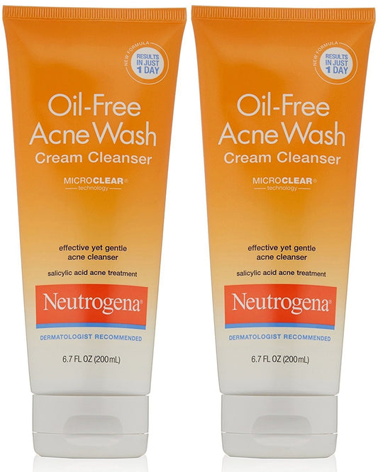 Neutrogena Acne Wash Cream Cleanser 6.7 Ounce (200ml) (Pack of 2)