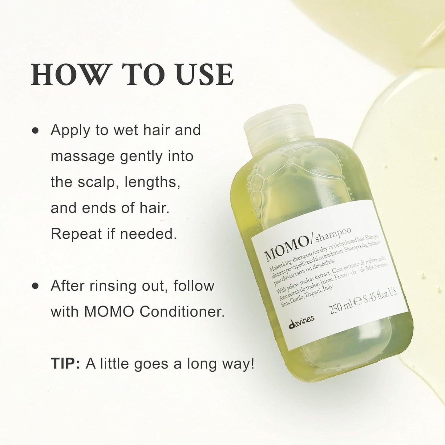 Davines Momo Moisturizing Shampoo for Dry and Dehydrated Hair, 8.45 Ounce