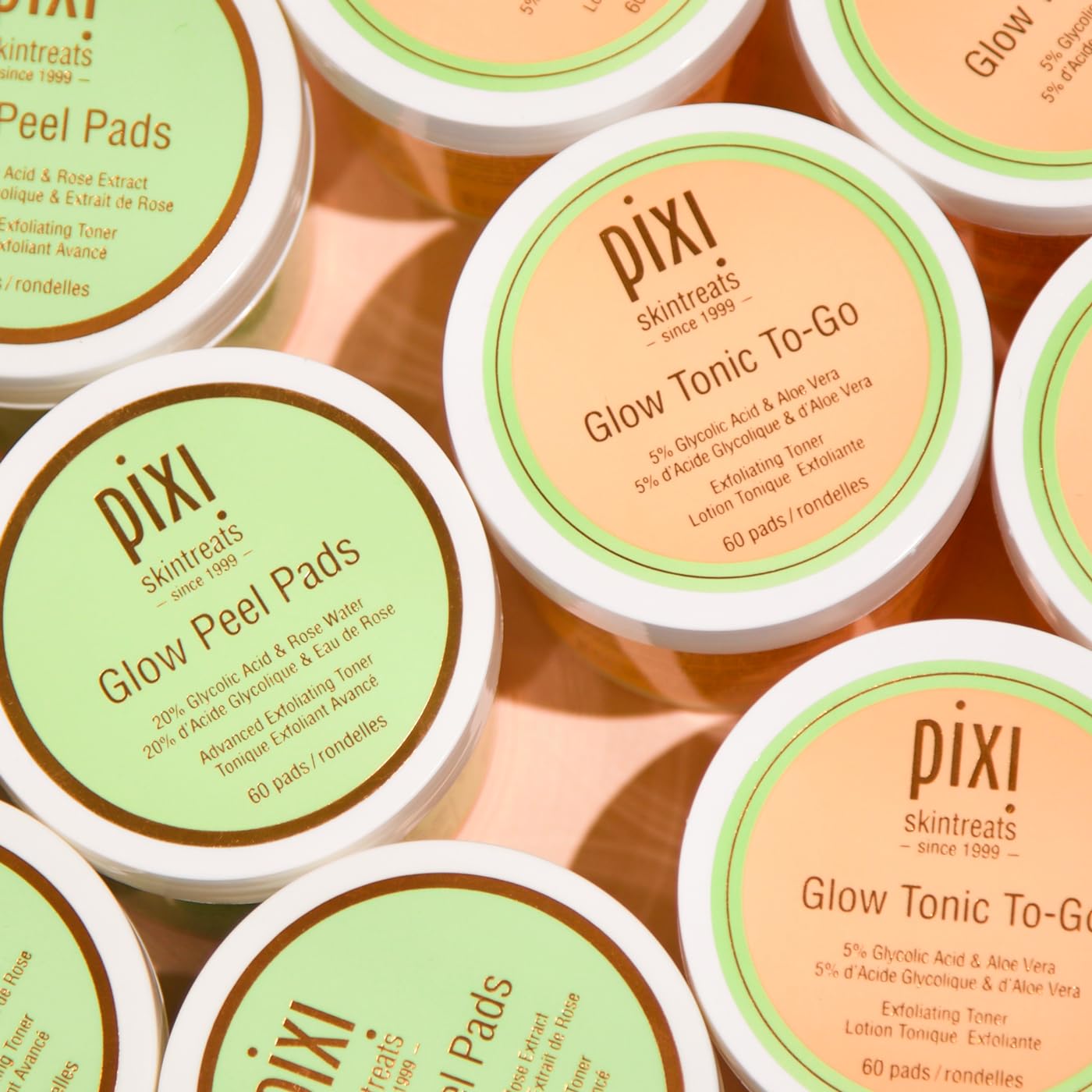 Pixi Beauty Glow Peel Pads | Exfoliating Treatment Contains 20% Glycolic Acid | Reveal Glowing Complexion | 60 Pads
