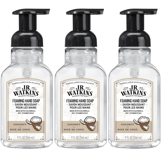 J.R. Watkins Foaming Hand Soap For Bathroom or Kitchen, Scented, Cruelty Free, 9 Fl Oz, Coconut, 3 Pack Beauty & Personal Care J.R. Watkins