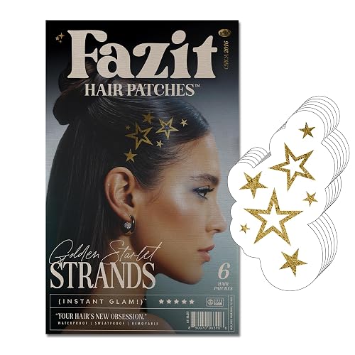 Fazit Makeup Patches - Golden Starlet - Glow Up Make-Up Patches - Cute Glitter Makeup Accessories For Women - Cosmetic Hair Glitter