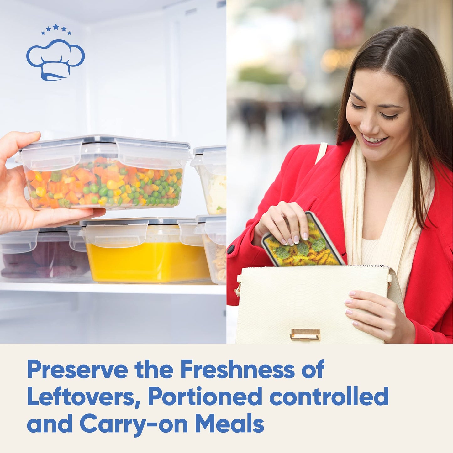 Chef's Path 32 Piece Airtight Food Storage Containers with Easy Snap Lids, 16 Containers and Lids, Stackable Kitchen and Pantry Canisters for Meal…