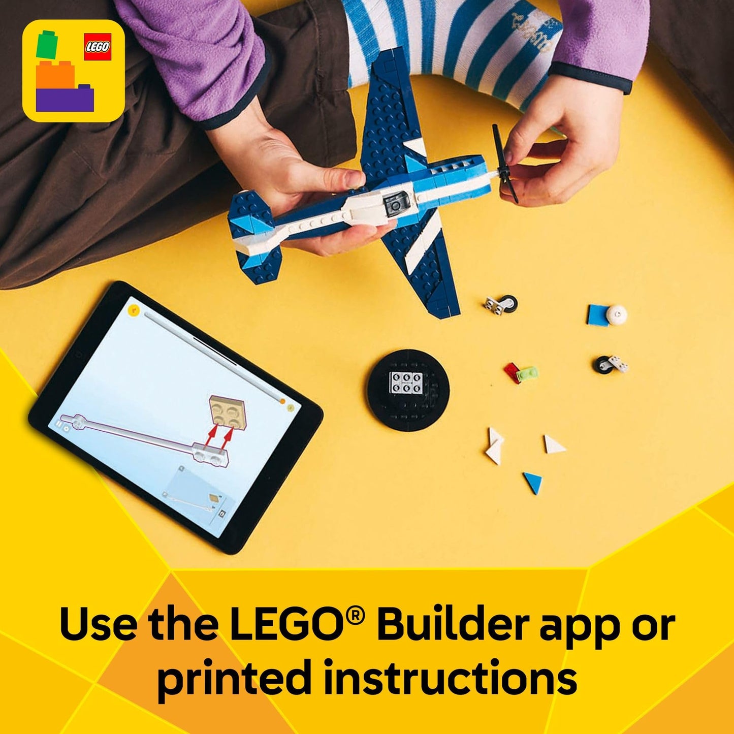 LEGO Creator 3 in 1 Aircraft Race Plane 31160, Buildable Airplane, Fighter Jet or Helicopter Toy, Fun Gift for Kids, Boys & Girls Ages 7+
