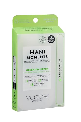 VOESH Mani Moments, Two Sets of Mani in a Box 3 Step + Nail File, Green Tea Detox, Manicure Kit, Hand Care, Nail Supplies, Home Manicure Beauty & Personal Care VOESH