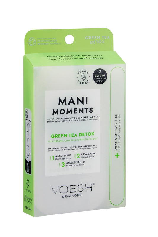 VOESH Mani Moments, Two Sets of Mani in a Box 3 Step + Nail File, Green Tea Detox, Manicure Kit, Hand Care, Nail Supplies, Home Manicure Beauty & Personal Care VOESH