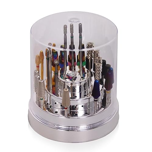 PANA Round Cake Tier Nail Drill Bit Holder Display Organizer Case - Dustproof Carbide Bit Storage Container Box For Manicure Tools Nail Salon - 48